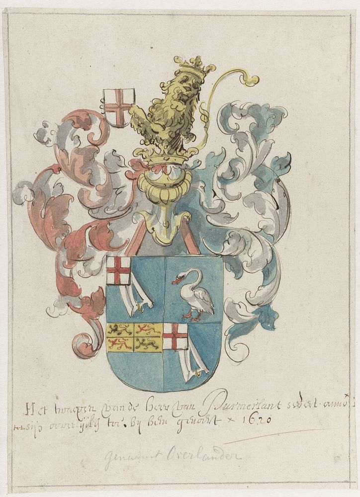 Wapenschild van de familie Overlander (1660 - 1672) by Pieter Jansz and Jan de Bray