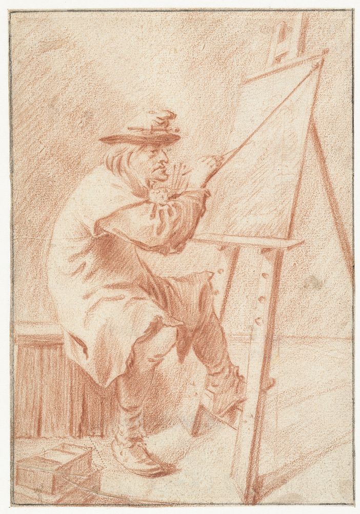 Een schilder voor zijn ezel (1616 - 1647) by Pieter Jansz Quast