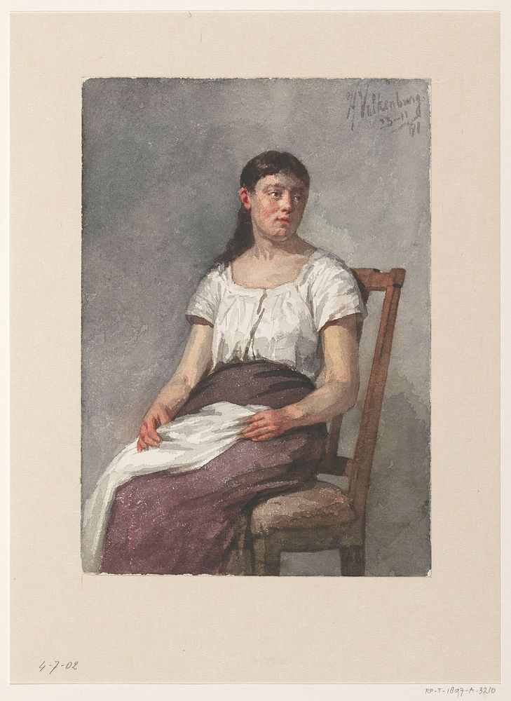 Zittend meisje (1881) by Hendrik Valkenburg