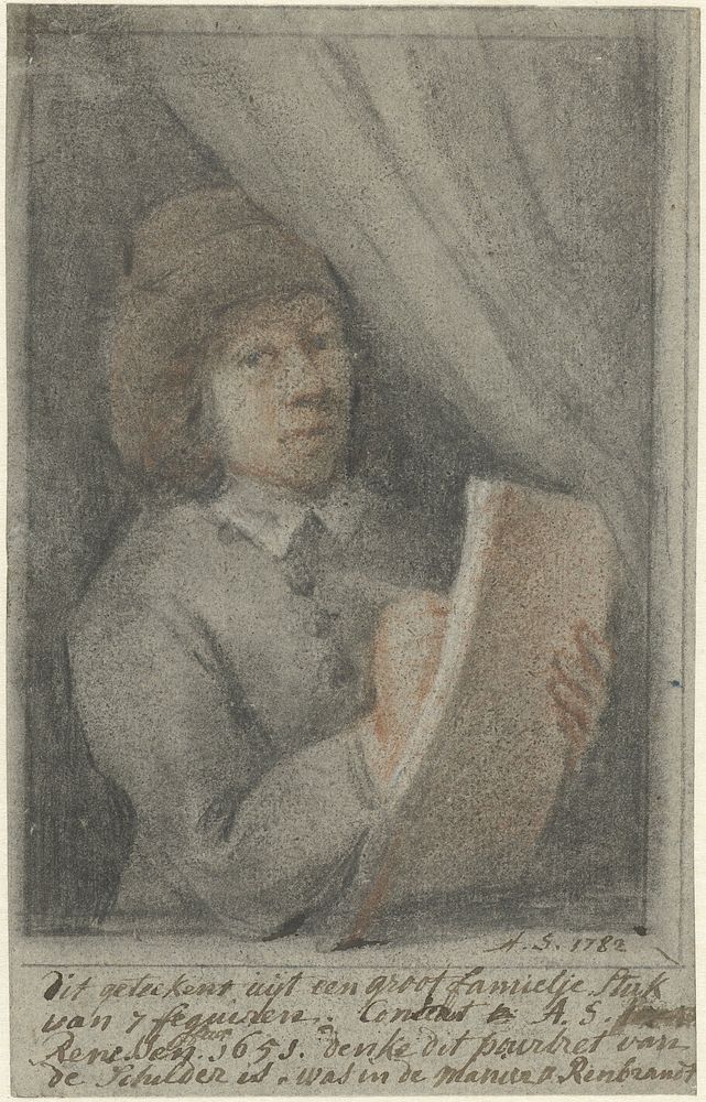 Detail van een schilderij met het zelfportret van Constantijn Daniël à Renesse (1782) by Aert Schouman and Constantijn à…