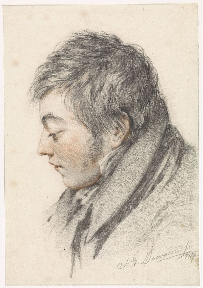 Portret van een man, en profil naar links (1816) by Jean Augustin Daiwaille