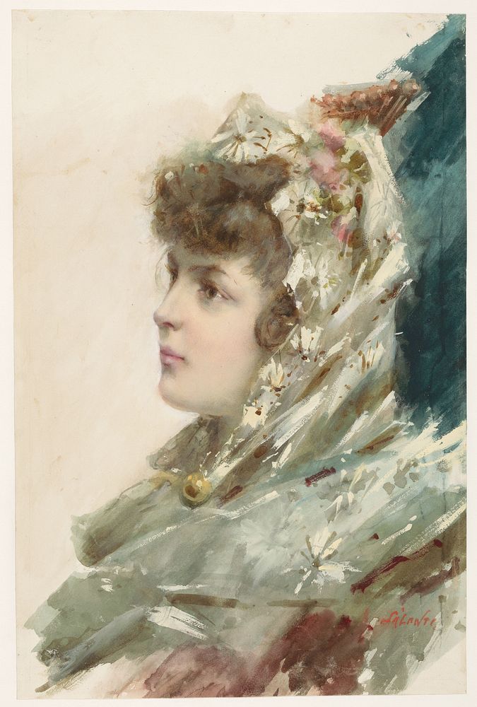 Buste van een jonge vrouw, in profiel naar links (1800 - 1892) by A Salanti