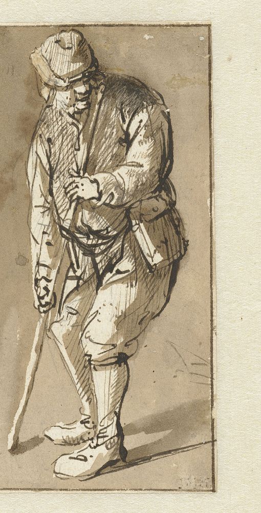 Staande man met een stok (1631 - 1649) by Isaac van Ostade