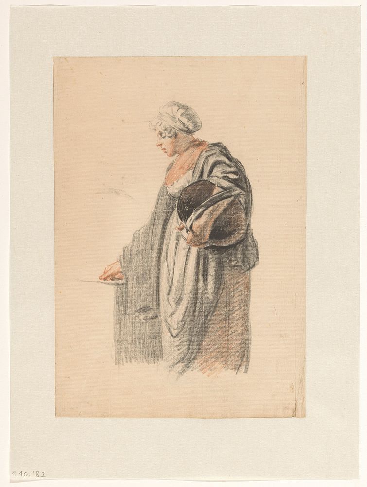 Staande vrouw met een emmer onder de arm (1790 - 1852) by Pieter Christoffel Wonder