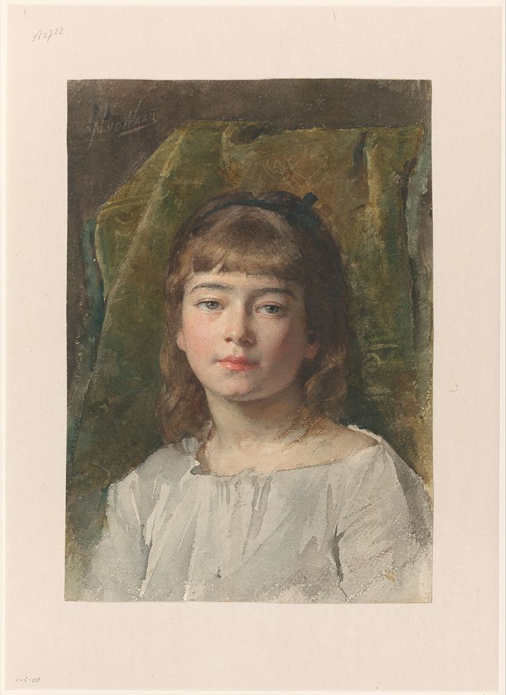 Portret van een onbekend meisje (1865 - 1892) by Nicolaas van der Waay