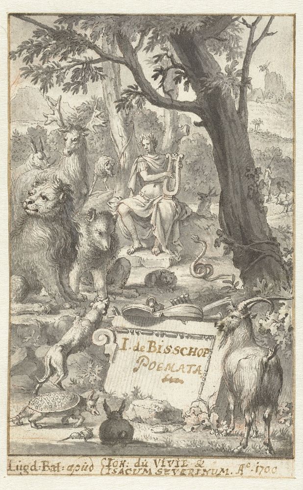 Ontwerp voor titelblad van dichtbundel Poemata (1700) by Jan Goeree