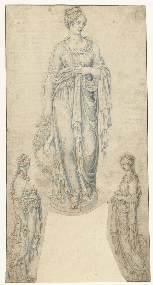Drie studies naar of voor een beeldje van Juno (1538 - 1544) by Vincent Sellaer