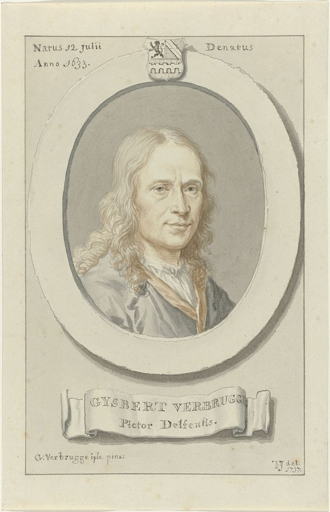 Portret van Gijsbrecht Andriesz. Verbrugge (1737) by Tako Hajo Jelgersma and Gijsbrecht Andriesz Verbrugge