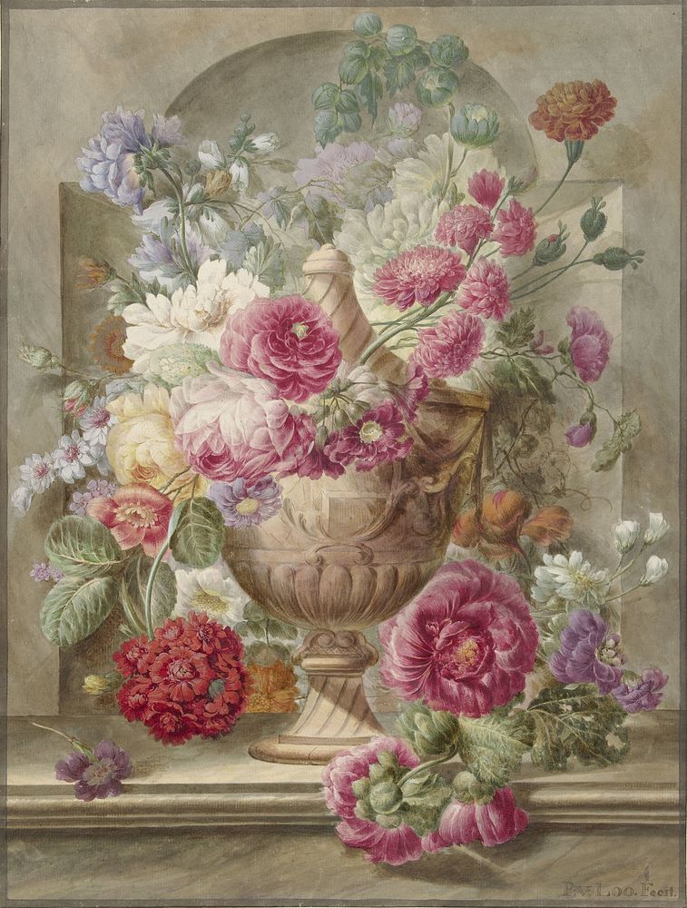 Vaas met bloemen (1745 - 1784) by Pieter van Loo