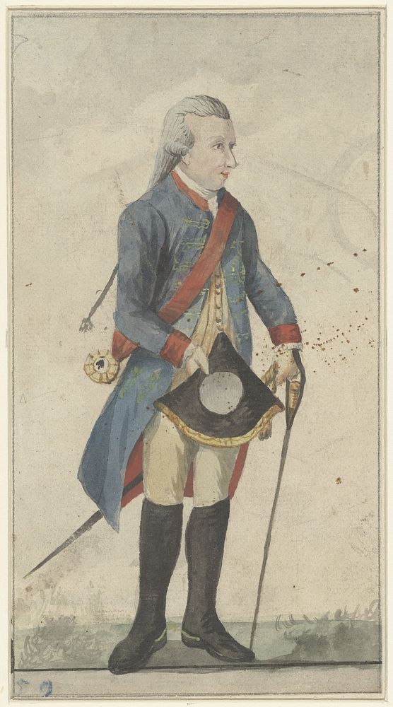 Man met steek en blauwe jas (Lodewijk Ernst Hertog van Brunswijk Wolffenbüttel?) (1700 - 1800) by anonymous