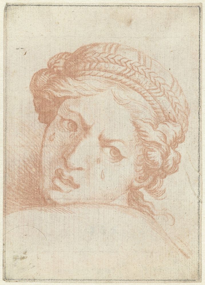 Hoofd van een huilende vrouw (1683 - 1733) by Bernard Picart