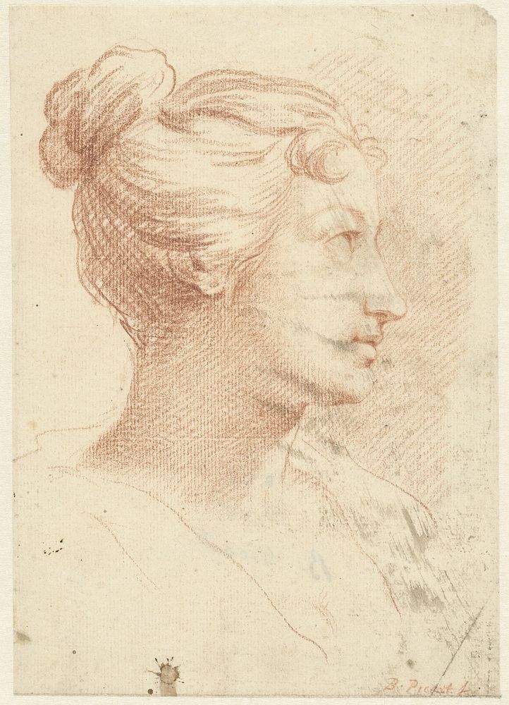 Hoofd van een vrouw, in profiel naar rechts (1683 - 1733) by Bernard Picart