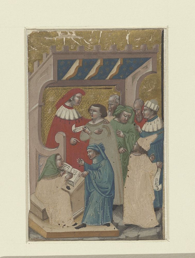 Scène rond een uitspraak van een rechter (1340 - 1342) by Meester van 1346