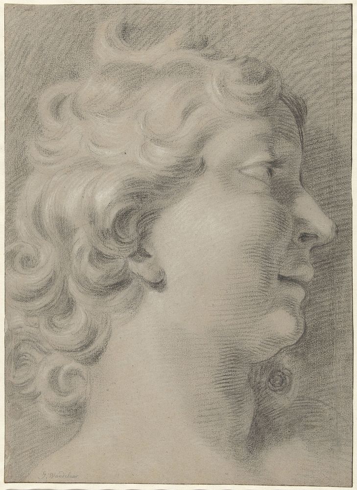 Studie van een vrouwenhoofd, naar rechts (1700 - 1759) by Jan Wandelaar