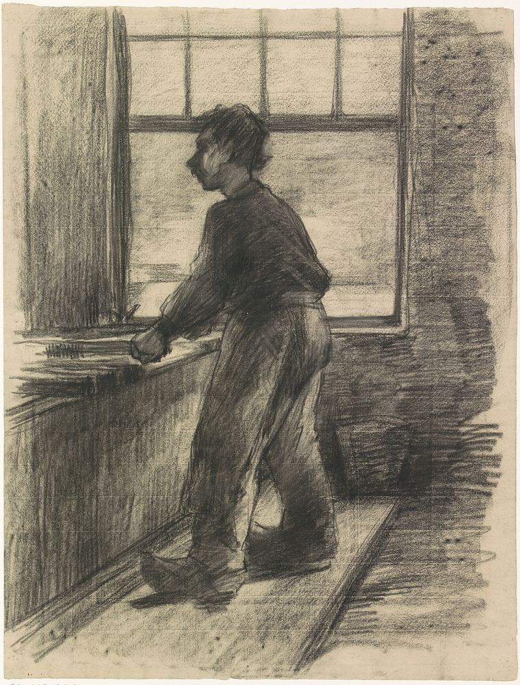 Werkman in de katoenververij (1868 - 1892) by Anthon Gerhard Alexander van Rappard