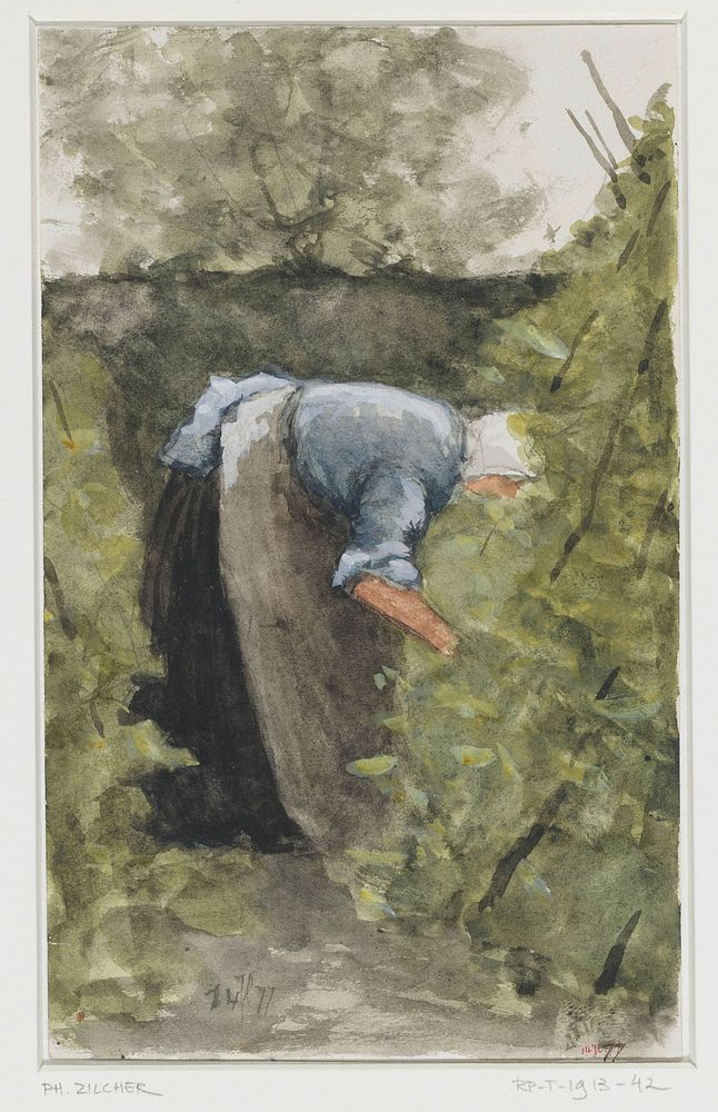 Vrouw in de moestuin (1877) by Philip Zilcken
