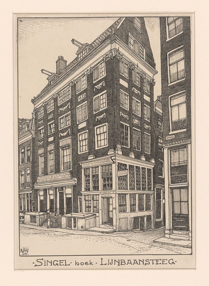 Singel hoek Lijnbaansteeg te Amsterdam (1870 - 1926) by Willem Wenckebach