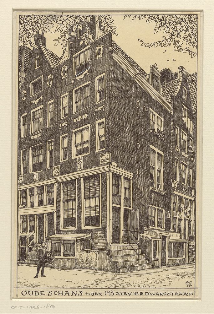Oude Schans hoek 1ste Batavier Dwarsstraat te Amsterdam (1870 - 1926) by Willem Wenckebach