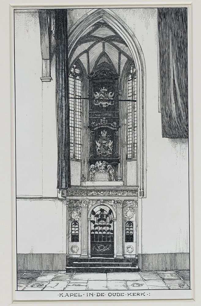 Kapel in het Interieur van de Oude Kerk te Amsterdam (1870 - 1926) by Willem Wenckebach