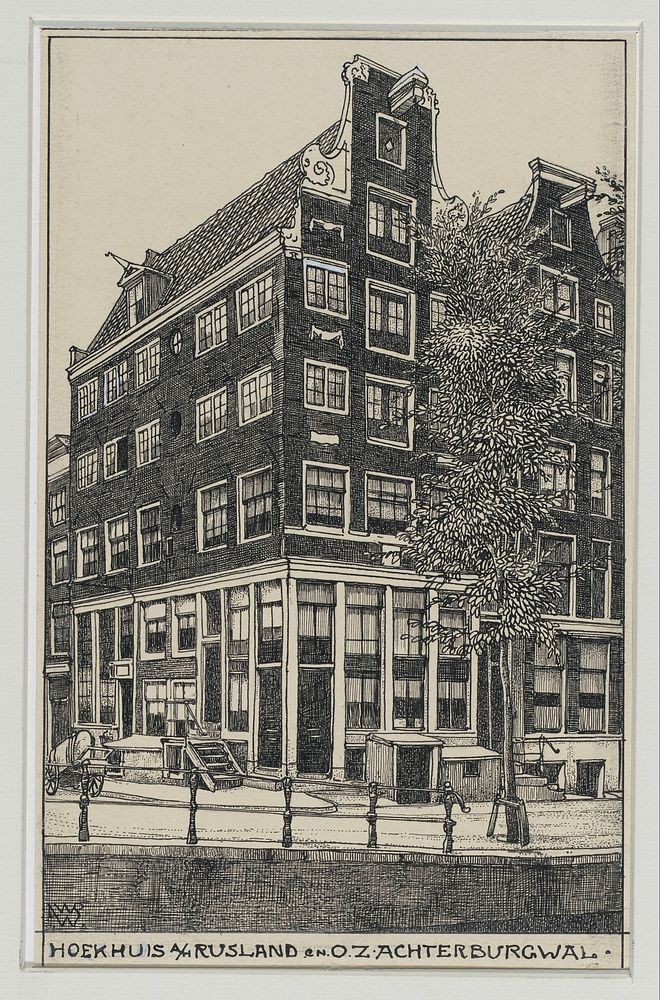 Hoekhuis aan het Rusland en Oudezijds Achterburgwal te Amsterdam (1870 - 1926) by Willem Wenckebach