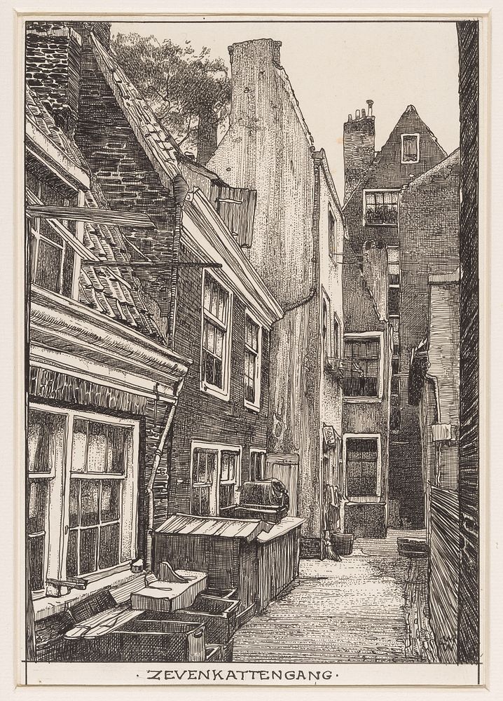 Zevenkattengang bij de Goudsbloemgracht (thans Willemstraat) te Amsterdam (1870 - 1926) by Willem Wenckebach
