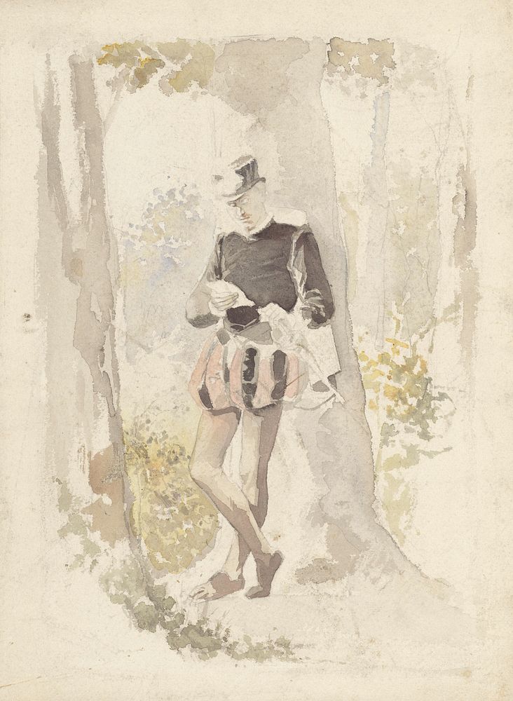 Staande jongeman die een brief leest (1854 - 1914) by Albert Neuhuys 1844 1914