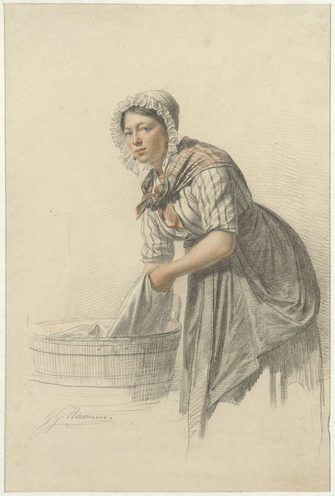 Wasvrouw (1827 - 1879) by George Gillis Haanen