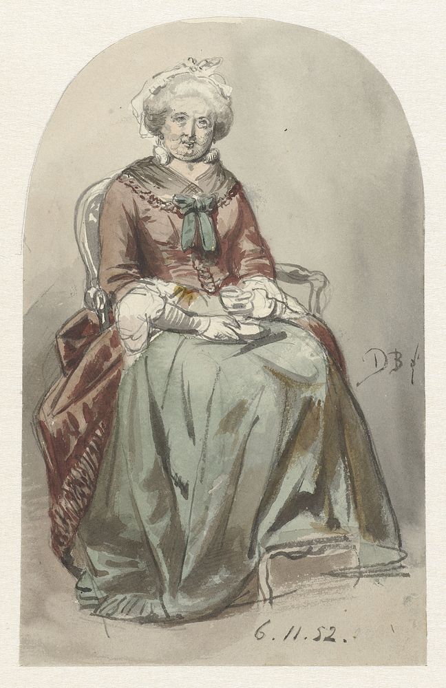 Zittende oude dame (1852) by David Bles