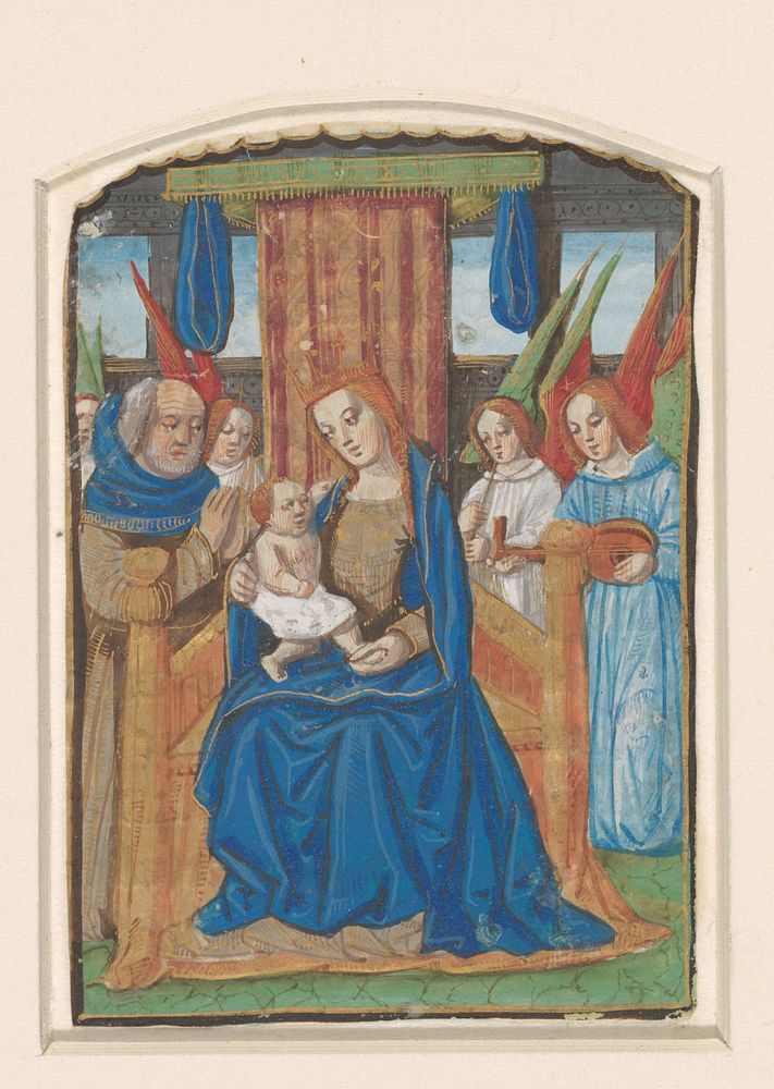 Miniatuur uit een getijdenboek: Uitstorting van de Heilige Geest (1475 - 1500) by anonymous