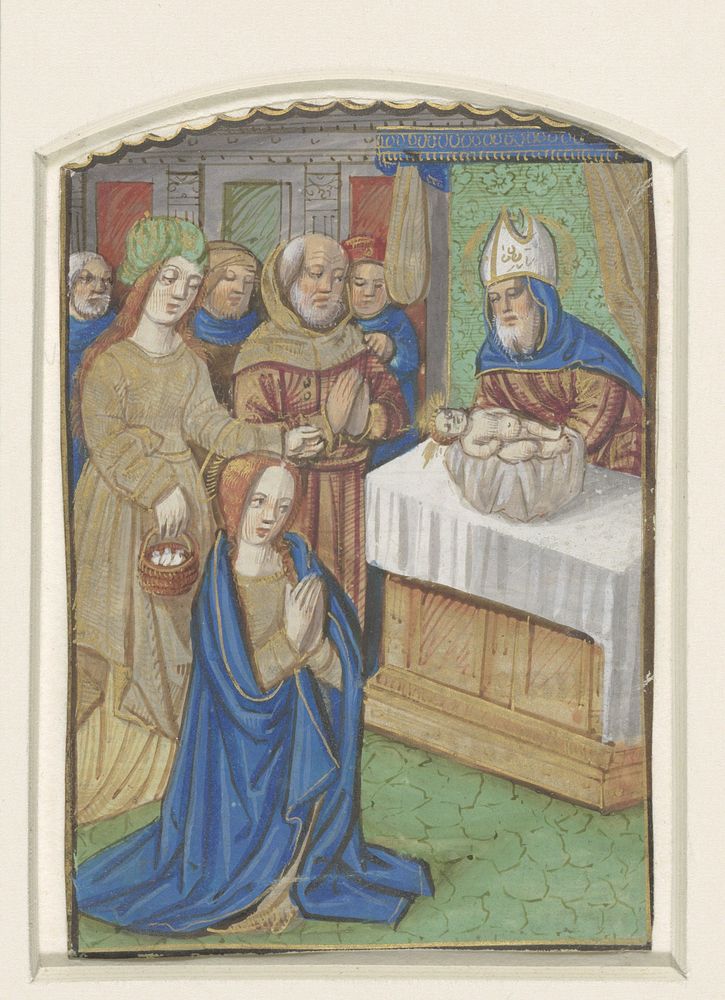 Miniatuur uit een getijdenboek: presentatie van Christus in de tempel (1475 - 1500) by anonymous