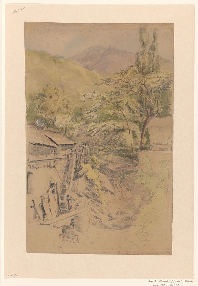 Berglandschap met watermolen (1848 - 1865) by Gerard Bilders