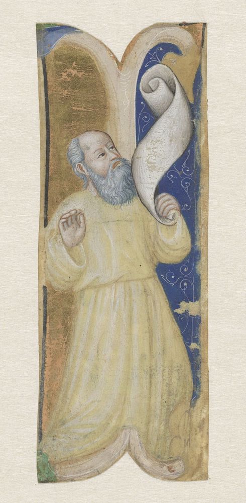 Fragment van een koorboek: onbekende profeet of monnik (1375 - 1400) by anonymous