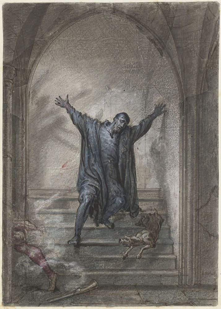 De moord op Willem Van Oranje (1780 - 1849) by David Pièrre Giottino Humbert de Superville