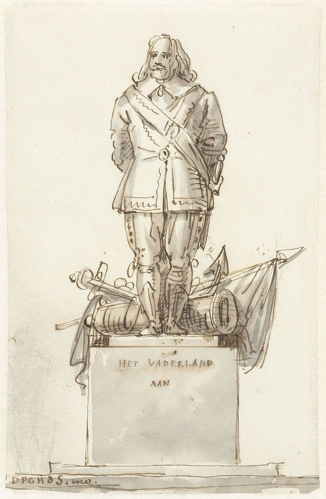 Ontwerp voor een standbeeld van Michiel Adriaansz. de Ruyter (1780 - 1849) by David Pièrre Giottino Humbert de Superville