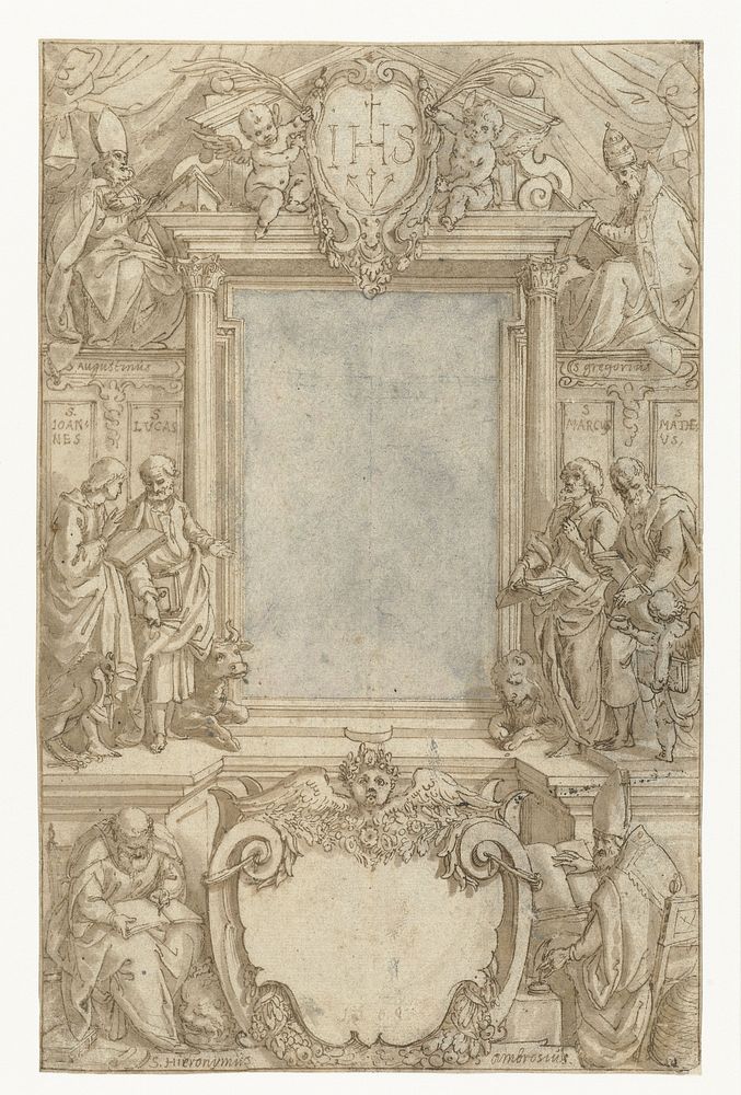 Ontwerp voor titelprent van een godsdienstig boek (1608) by anonymous and Pieter de Jode I