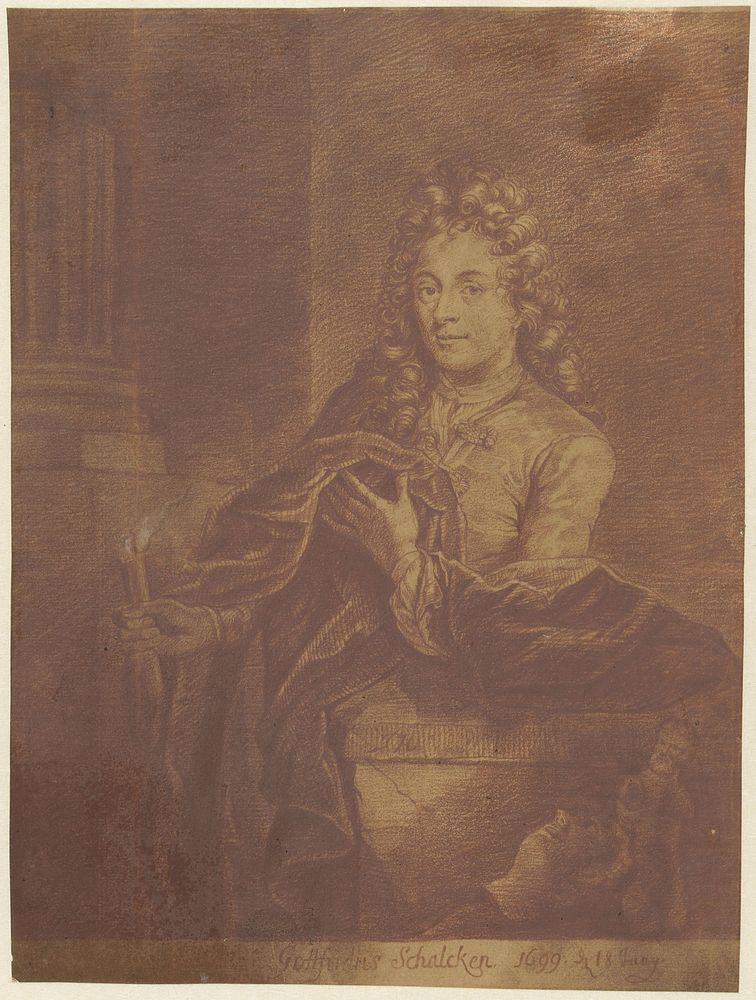 Portret van Godfried Schalcken (1708 - 1780) by Jacob Houbraken