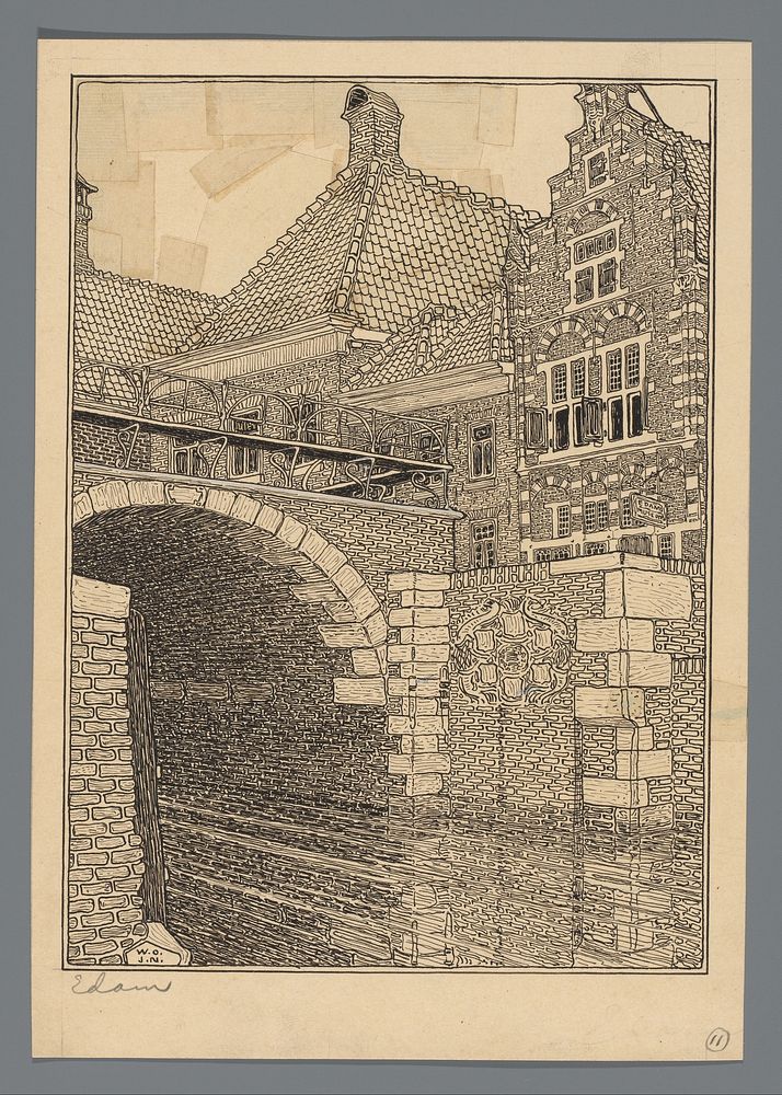 Gezicht op de Damsluis te Edam (1897) by Wijnand Otto Jan Nieuwenkamp