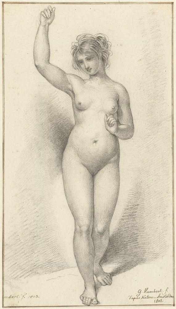 Standing Female Nude, with Raised Right Arm (1803) by David Pièrre Giottino Humbert de Superville