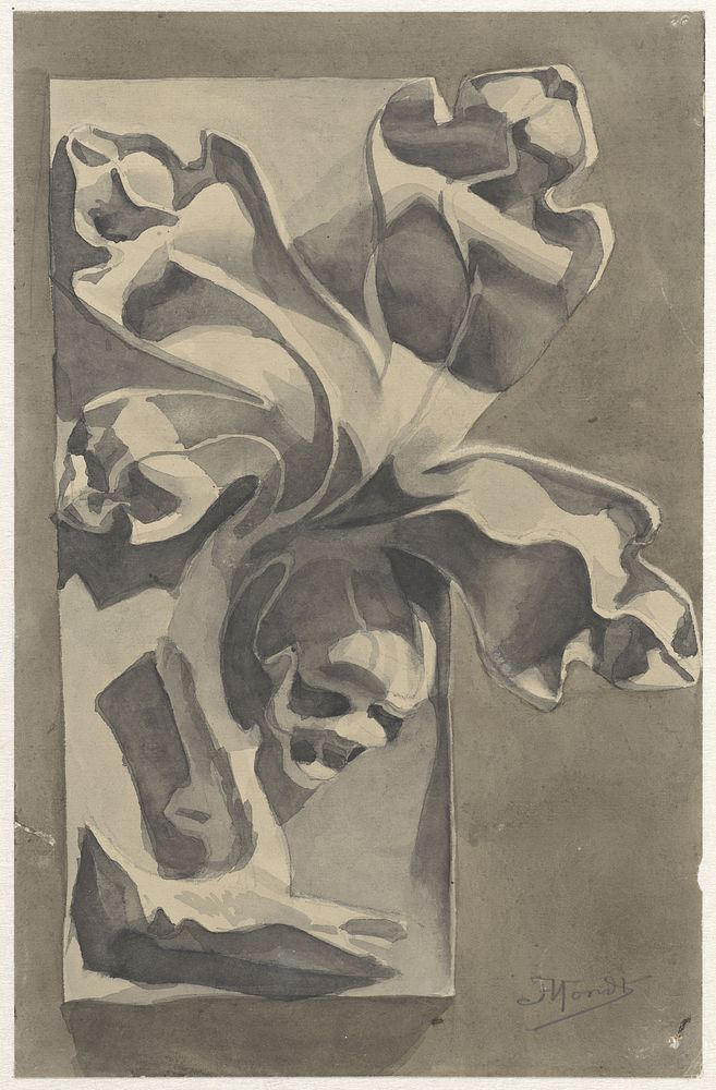 Studie naar een gipsmodel van een bladornament (1869 - 1941) by Johannes Abraham Mondt and George Henry Boughton