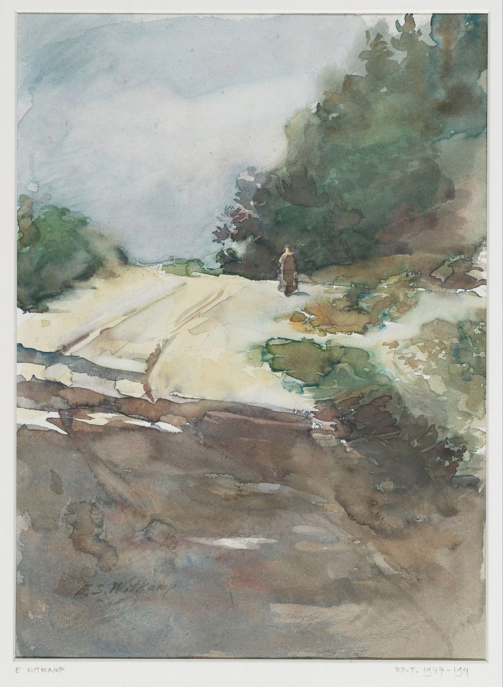 Zandweg door bosrijk landschap (1864 - 1897) by Ernst Witkamp