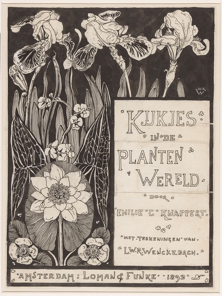 Bandontwerp voor: Knappert, Emilie C., Kijkjes in de plantenwereld, 1893 (in or before 1893) by Willem Wenckebach