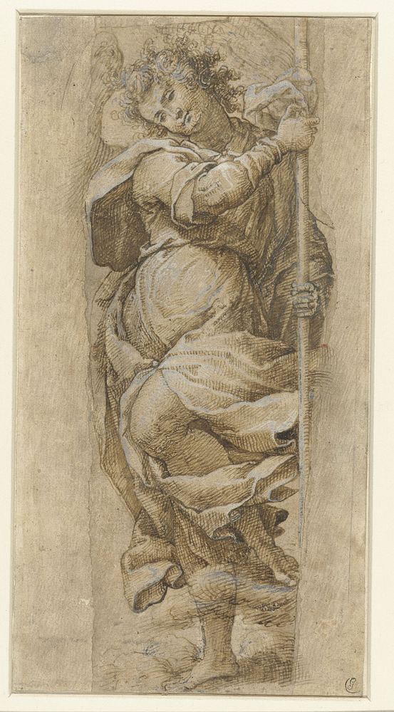 Studie van een engel met een lans (1550 - 1600) by Simone Peterzano
