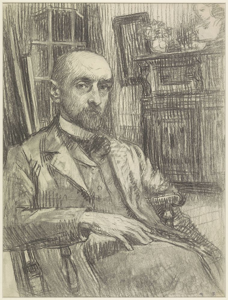 Zelfportret van René Janssens in zijn atelier (1890 - 1936) by René Janssens