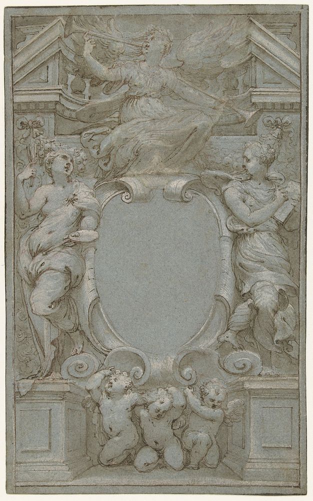 Design for a Frontispiece with the Art of Painting and Drawing (c. 1650 - c. 1657) by Valerio Castello