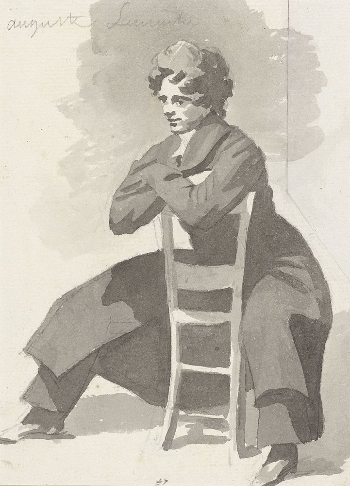 Portret van Augustin François Lemaître, zittend op een stoel (1820 - 1870) by Camille Chenou Levesque