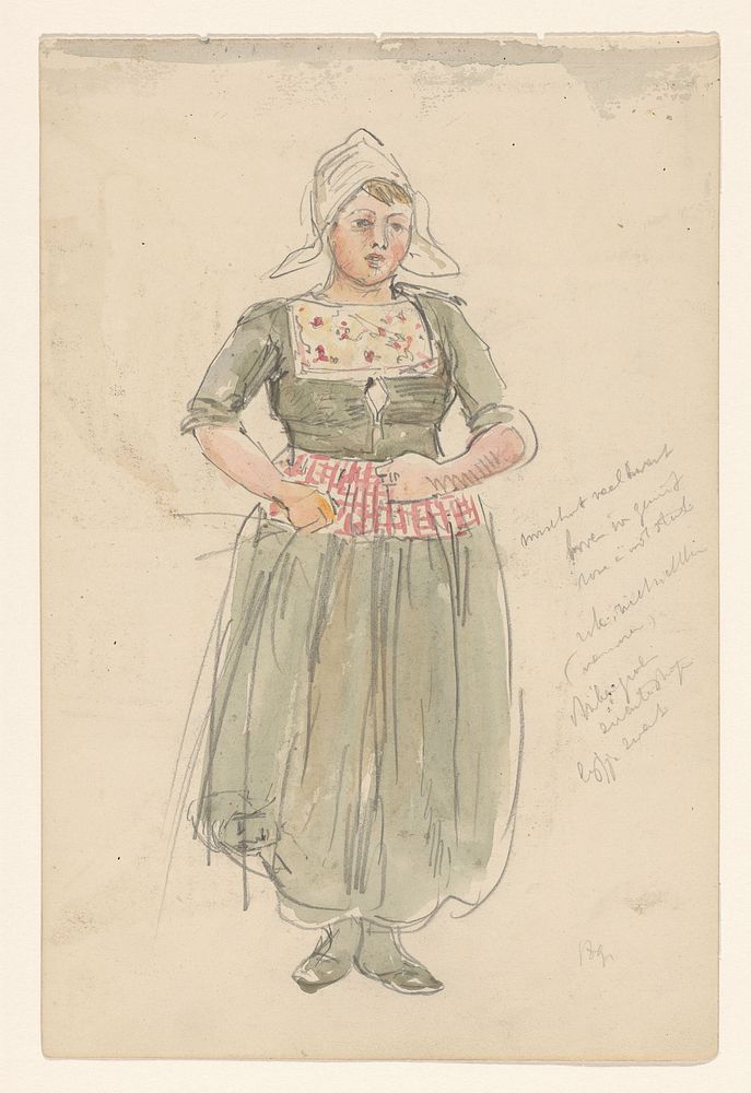 Staand meisje in klederdracht (1868 - 1933) by Jan Hoynck van Papendrecht