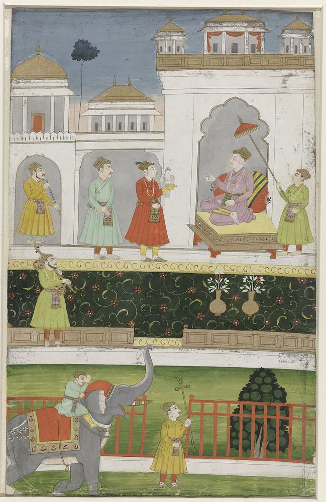 Akbar zittend op zijn troon (1675 - 1700) by anonymous
