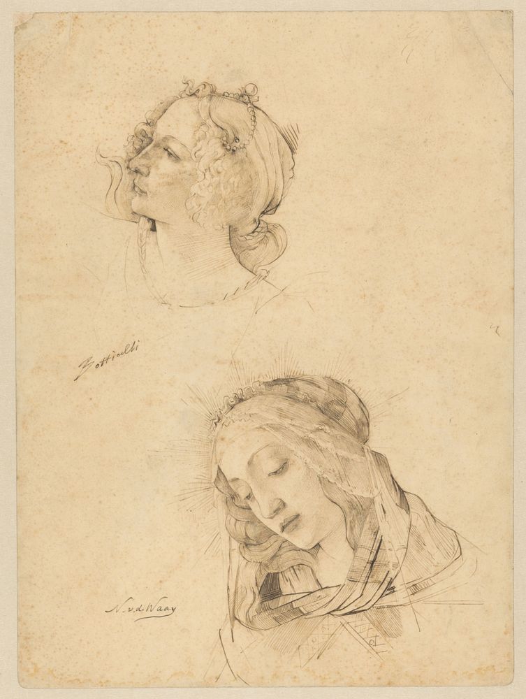 Botticelli figuur uit de Primavera en een Madonna (1865 - 1936) by Nicolaas van der Waay and Sandro Botticelli