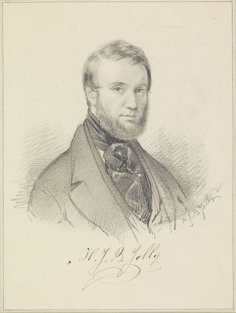 Zelfportret van Henri Jean Baptiste Jolly (1822 - 1853) by Henri Jean Baptiste Jolly
