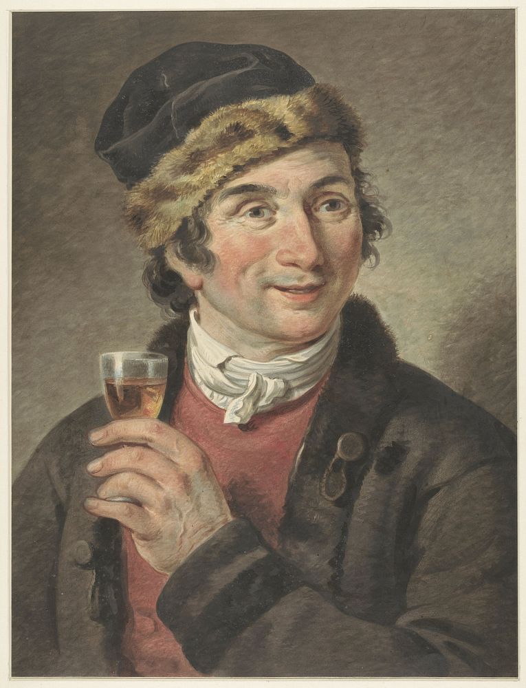 Portret van Adriaan de Lelie, met muts op (1765 - 1820) by Adriaan de Lelie